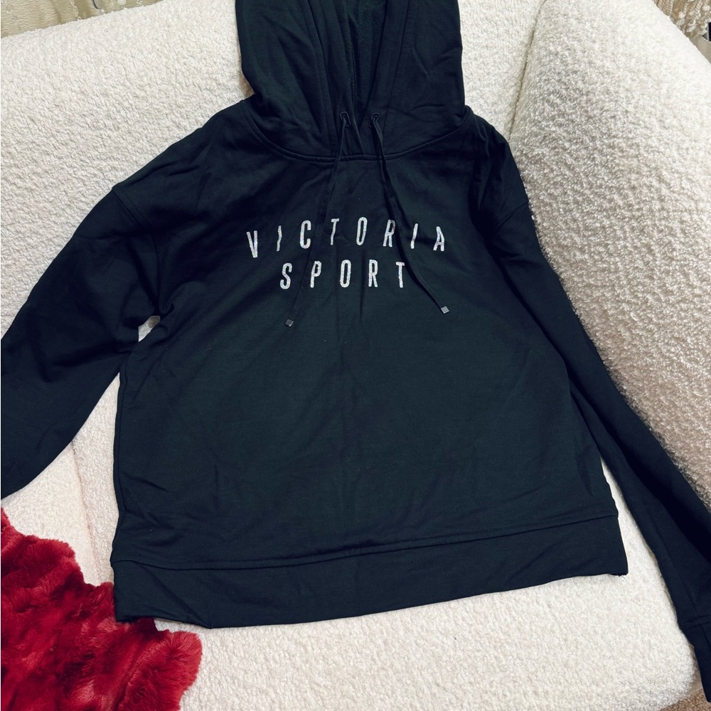Victoria Sport Black Hoodie with White Text